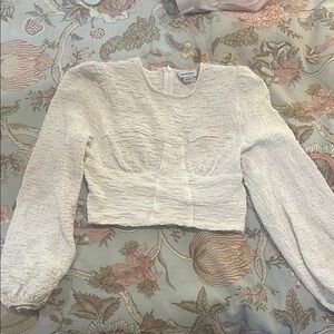 Urban Revivo Longsleeve Cropped White Top